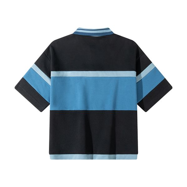 Поло черный/синий/пыльно-синий - фото 2