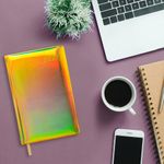 Ежедневник датированный 2023 А5 138x213 мм BRAUBERG "Holiday", под кожу, "зеркальный", золотой, 114023