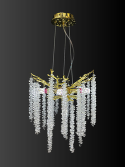 Люстра подвесная светодиодная Lanbos, 6 ламп Е14, 42 Вт, золото