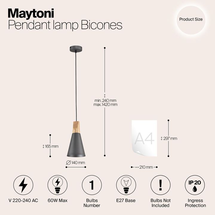 Подвесной светильник Maytoni Bicones P359-PL-140-C