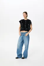 Топ Kraizy stripes Crochet Polka Dot черный