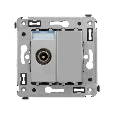 Розетка TV проходная в стену, "Avanti", "Закаленная сталь"