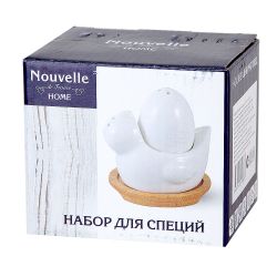 Набор для специй солонка/перечница на бамбуковой подставке "Naturel" 10*10*10см.