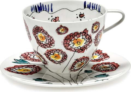 Набор чашек с блюдцами Serax Midnight Flowers, 2 шт., 200 мл, костяной фарфор, синий · арт. fabr B9223129-307