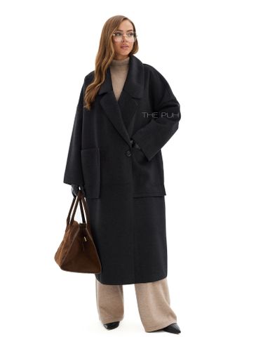 Черное двубортное пальто без подкладки