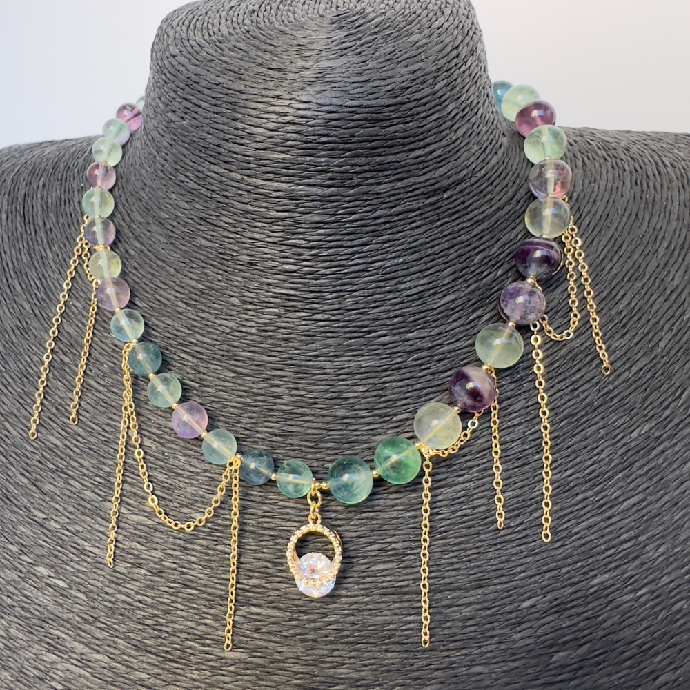 Колье "Небесная акварель" с флюоритом