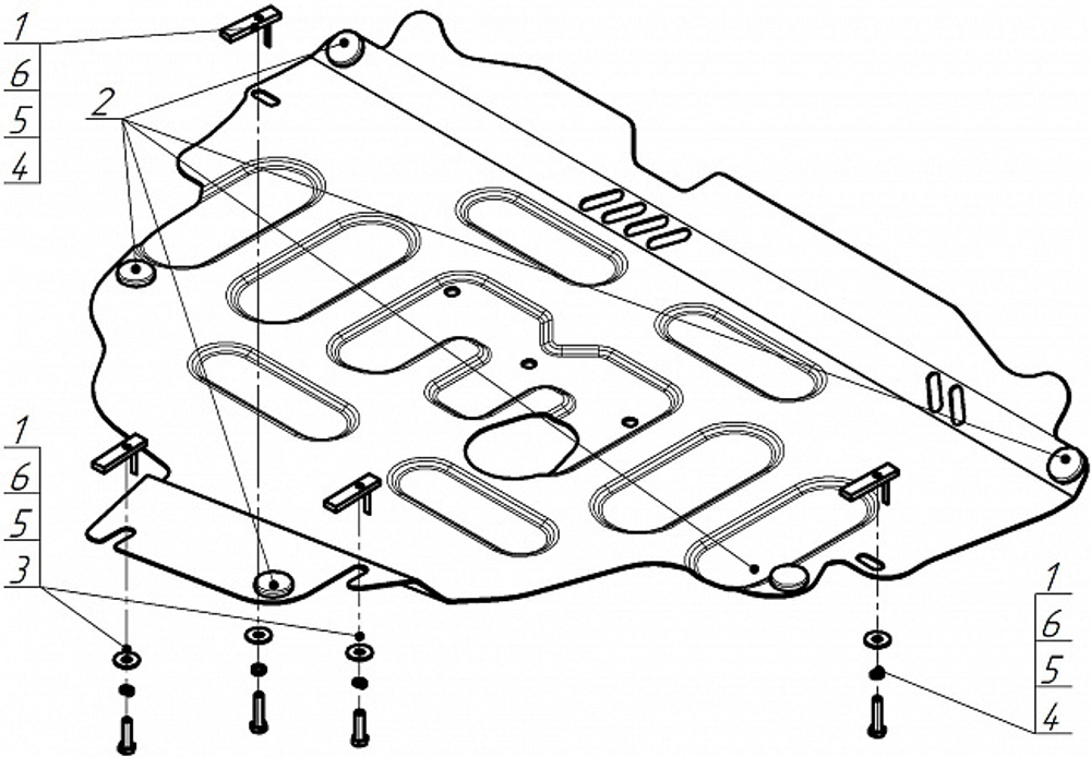 Защита картера двигателя, КПП. 2 мм, Сталь. для Ford Galaxy 2010-2015, Motodor.72602
