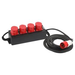 Удлинитель силовой ЭРА IND380-U-4e-5x4-10m-IP44 на 380В на каучуковой колодке 4 розетки 4xCEE 5P 10м КГ 5х4 32A IP44 | Силовые удлинители