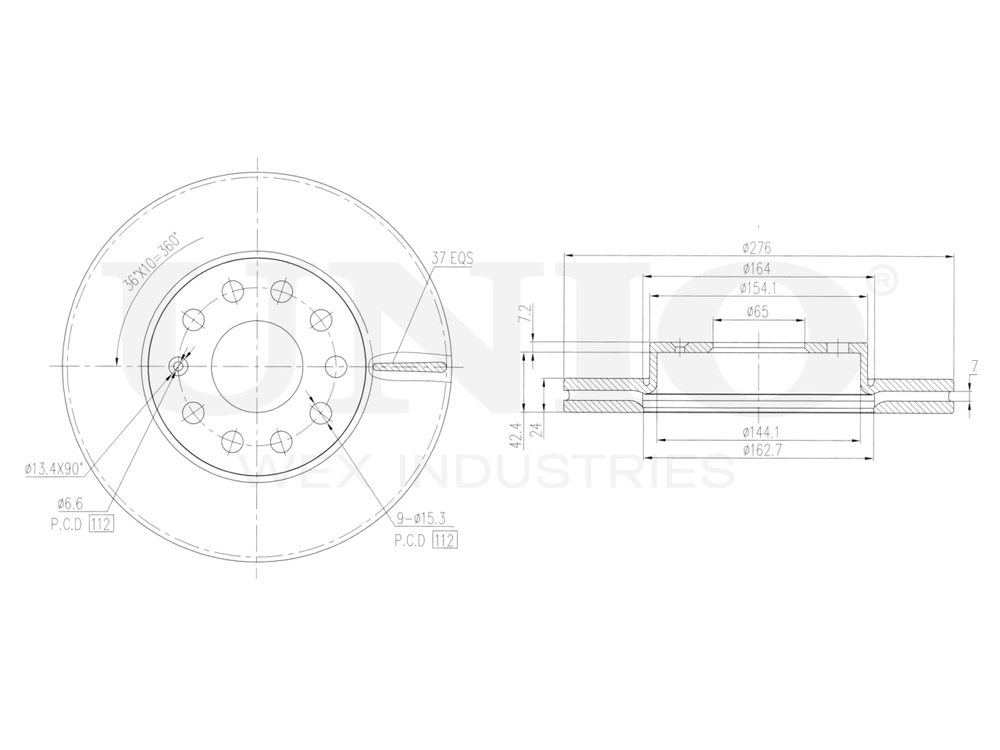 Диск тормозной передний UNIO BRD-20302