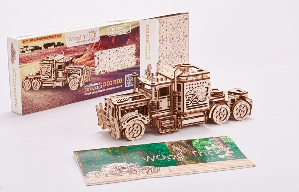 Механический 3D-пазл из дерева Wood Trick Тягач "Биг Риг"