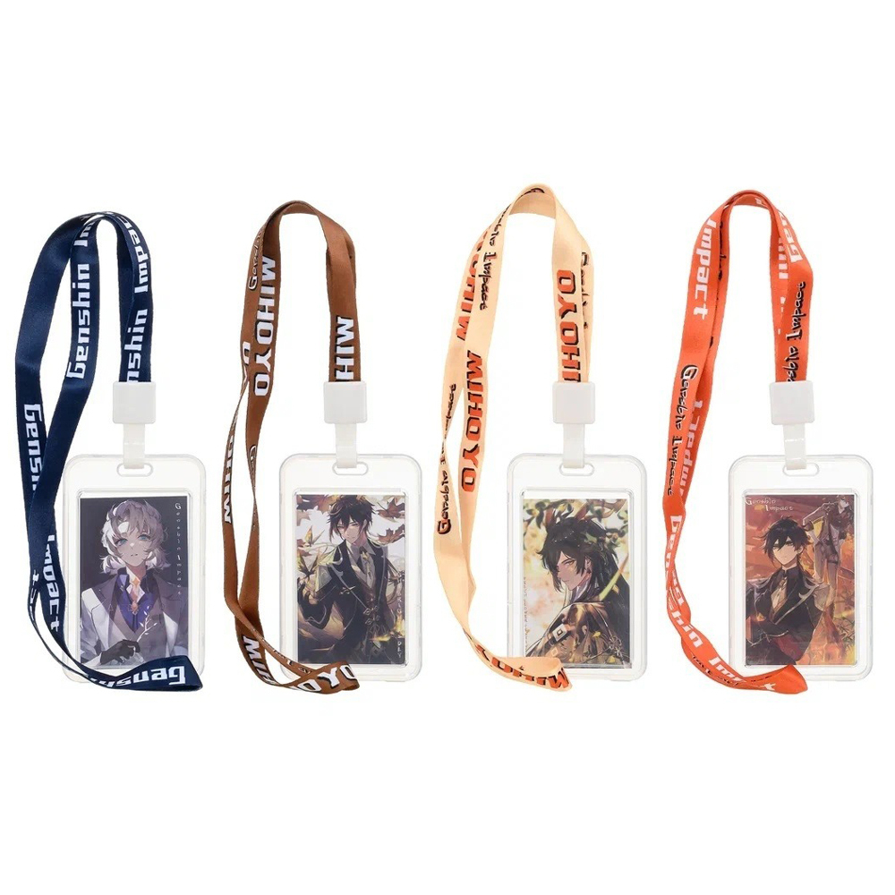 Бейдж на шнурке Basir вертикальный, 110*68 мм, аниме, прозрачный, 4 рисунка ассорти