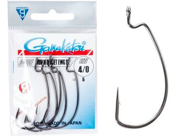 Крючки офсетные Gamakatsu WORM OFFSET EWG SL HOOKS BLACK разм. 4/0 5шт.