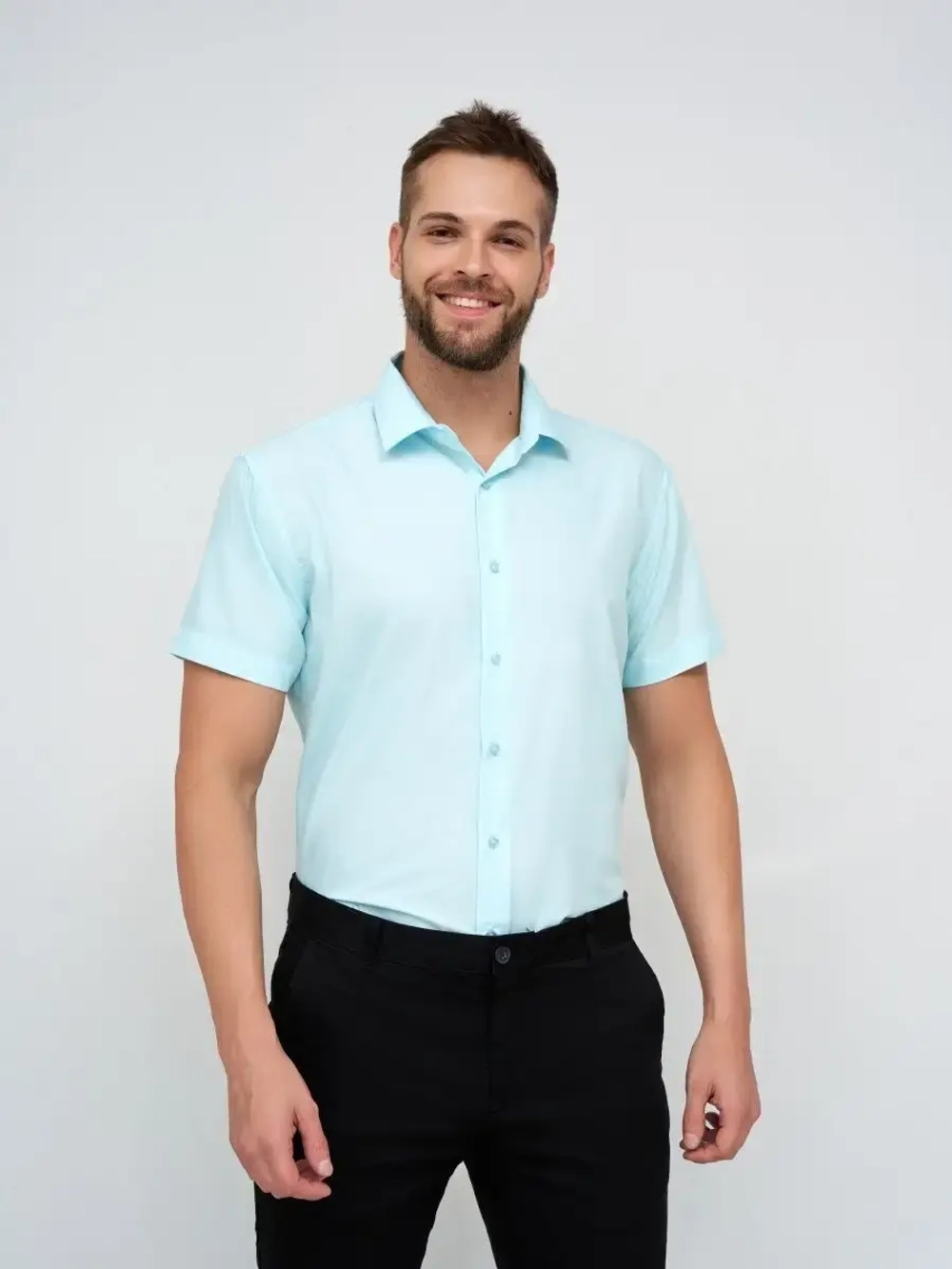 Рубашка приталенная с коротким рукавом