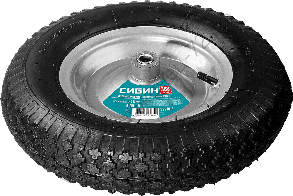 СИБИН СК-2, 4″ х 380 мм, для тачки (арт. 39904), стальной диск, пневматическое колесо (39910-2)
