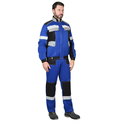 Костюм СИРИУС-ПОЛИНОМ куртка, п/к василек с черным и СОП 50 мм