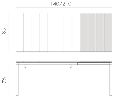 Стол металлический раздвижной Nardi Rio Alu 140 Extensibile, антрацит
