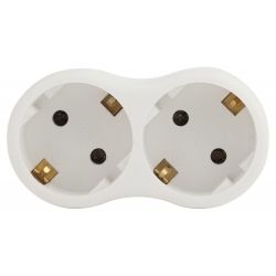 Разветвитель электрический ЭРА SPx-2e-W на 2 розетки с заземлением 16А белый