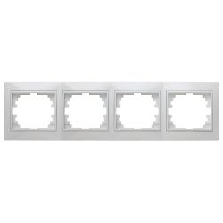 Рамка для розеток и выключателей Intro Plano 1-504-01 на 4 поста горизонтальная, СУ, белый