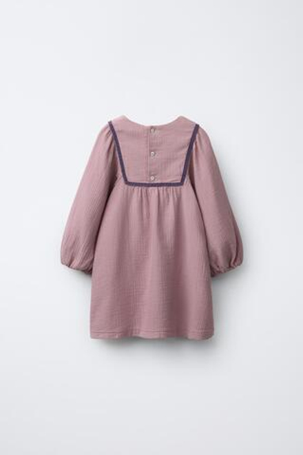 ZARA ПЛАТЬЕ В СТИЛЕ РУСТИК С ВЫШИВКОЙ, ТЕМНО-РОЗОВЫЙ