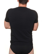 Мужская хлопковая футболка с V-образным вырезом горловины (Размер: XXL) (Цвет: темно-синий)