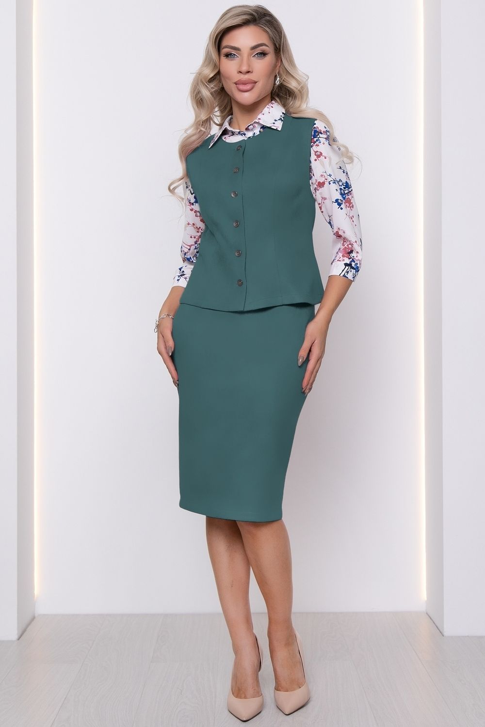 Костюм Имидж (офис, мята) Diolche (Акция)