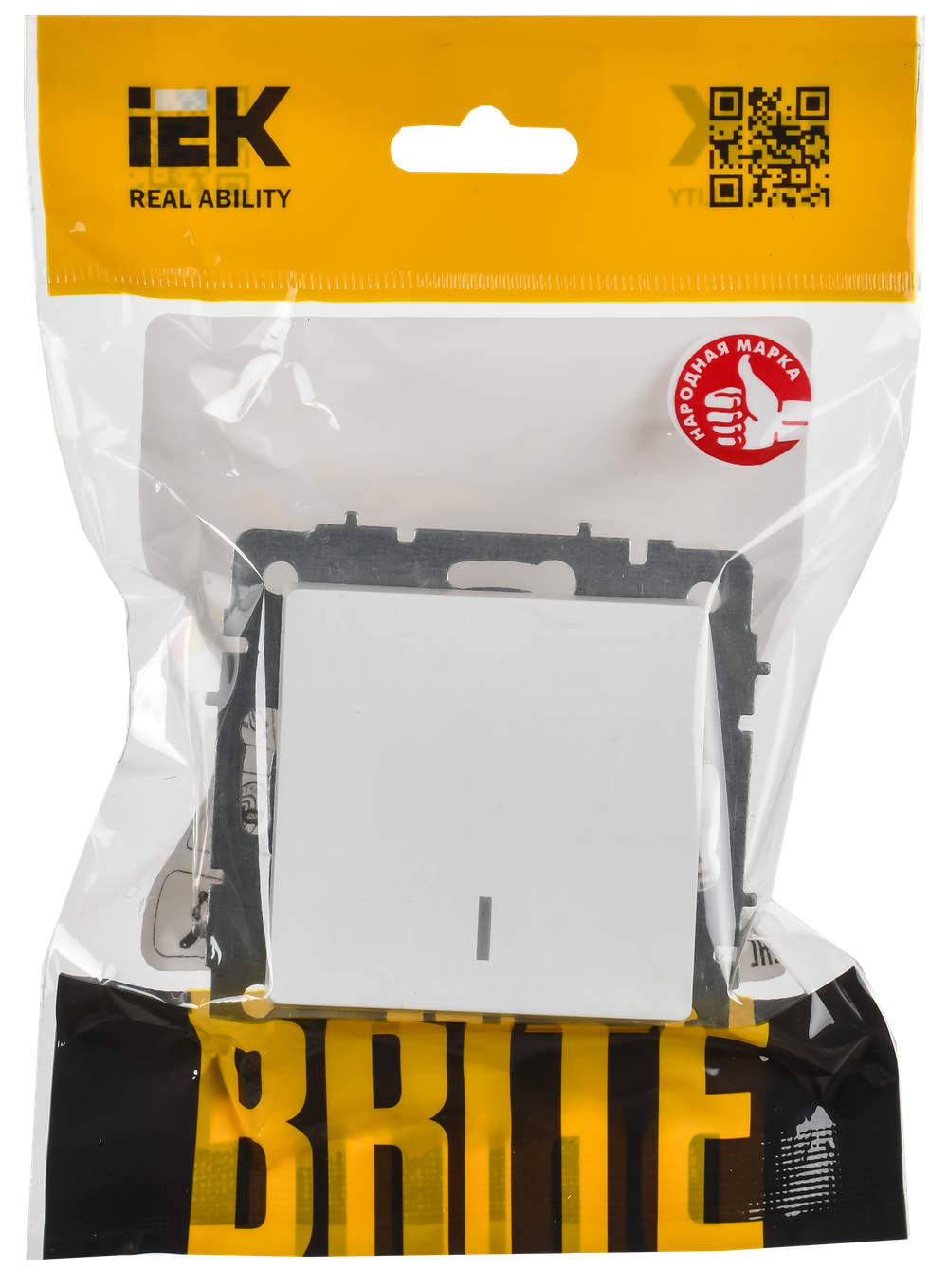 BRITE Выключатель 1-клавишный проходной с индикацией 10А ВС10-1-7-БрАБ арктический белый IEK