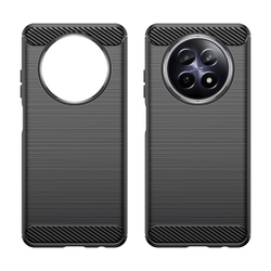 Чехол черного цвета с дизайном под карбон на Realme 12 5G, серия Carbon от Caseport