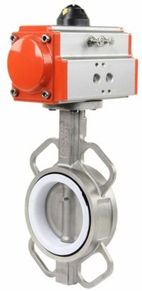 Water Butterfly Valve Elephant 316l-ptfe-elephant-da, body material - stainless steel AISI 316L, disk material - stainless steel AISI 316L, seal - PTFE, pneumatic actuator operated