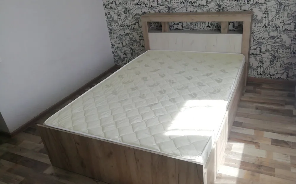 Кровать Ольга-19 реечное ладе дуб крафт серый/дуб крафт белый 1600