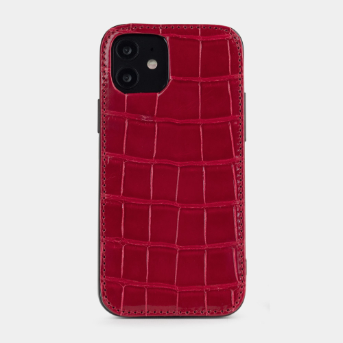 Special order: Накладка для iPhone 12/12Pro из кожи крокодила, цвета красный лак
