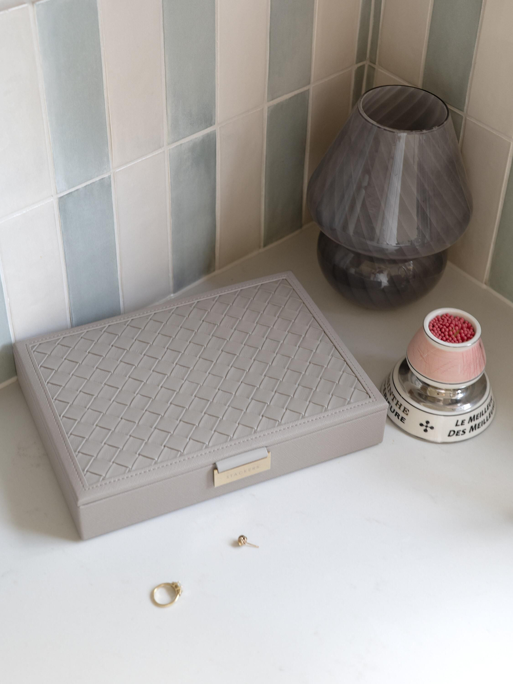 Органайзер для украшений Stackers Classic Jewellery Box Lid - Taupe Woven (Sage Green / светло-зеленый / Sage Green)