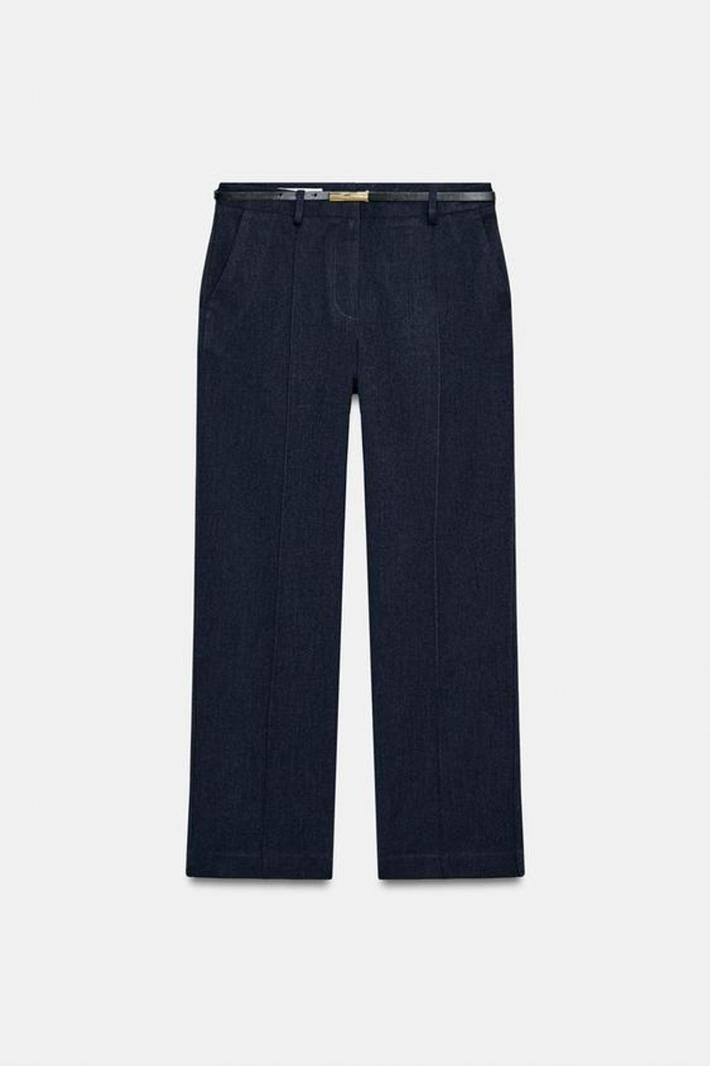 ZARA ПРЯМЫЕ БРЮКИ С ПОЯСОМ, МОРСКОЙ СИНИЙ