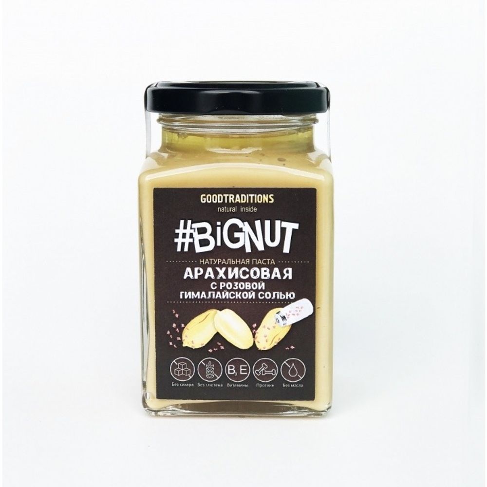 Арахисовая паста с розовой гималайской солью, стекло, 240г (Good Traditions)