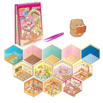 Румбокс, наклейки для творчества - антистресс блокнот, 140*195 мм, "Медвежата", розовый, MINI, 3D стикеры, 20 комнат, в комплекте пинцет, пакет с европодвесом