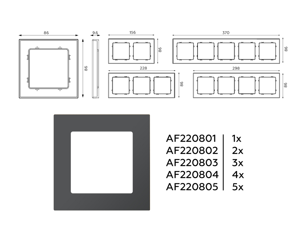 AF220805 Рамка ALFA Techno (Графит Мягкое касание) 5-ая