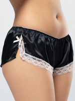 Атласные шортики с кружевной оторочкой (Размер: M-L) (Цвет: красный с бежевым)