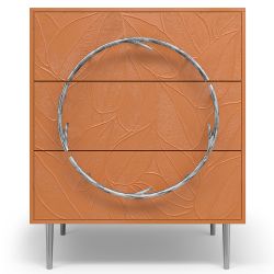 Комод Арт Колор с 3-мя ящиками leaves Стайл Сильвер Томленый оранжевый