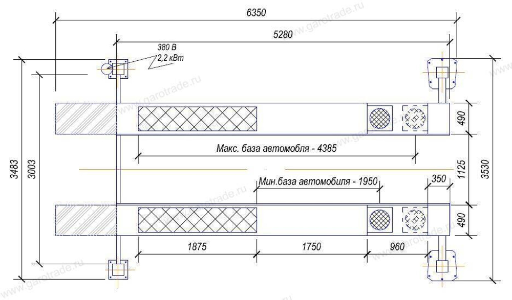 Четырехстоечный подъемник для сход-развала RLP4-5.5WAF