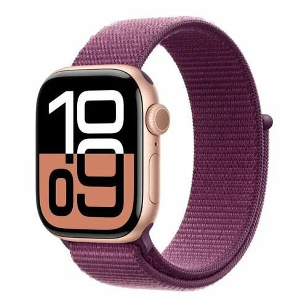 Apple Watch 10 46mm Rose Gold Aluminum Case with Sport Loop, Plum