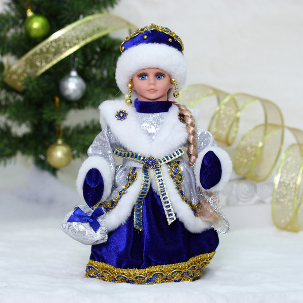 Снегурочка музыкальная «Волшебная ночь» в синей шубке 30 см