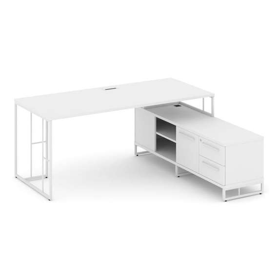 Rift Direct Стол руководителя на опорной тумбой RF.SRT-25 (R) Белый Бриллиант/Металл Белый/Белый Руч