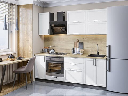 Прямая модульная кухня Сканди-01 White Silkwood - Graphite 2140*2200*600