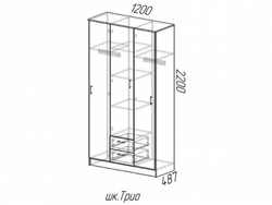 Шкаф Трио Дуб вотан/ Белый гладкий, 1200, 2200, 487  МФ ЭРА