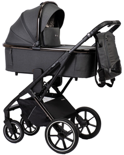 Детская коляска Peppy Tecla 3 в 1 с автокреслом First black Shadow Antrazit Chrome Edition (Графитовый)