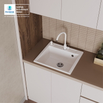 Мойка POLYGRAN ARGO-560 белый хлопок №36, смеситель SKS5 белый хлопок №36