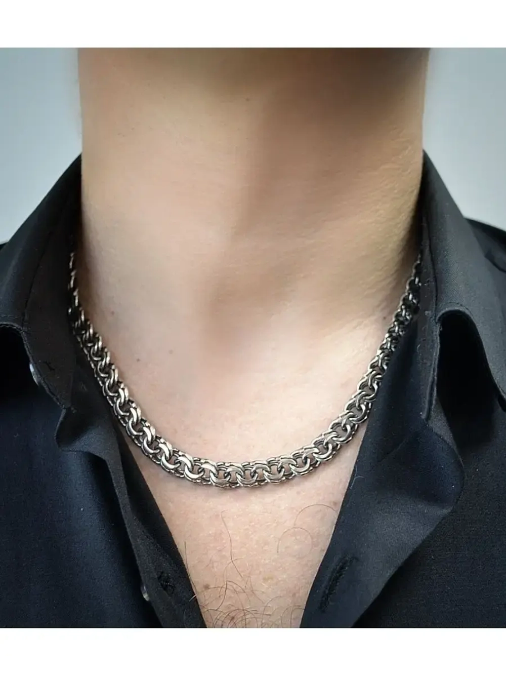 Цепочка Бисмарк серебряная черненая, ширина 5,5 мм