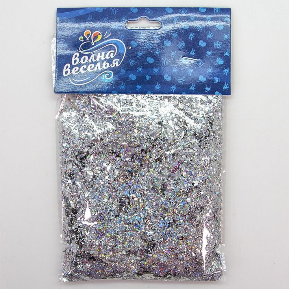 Конфетти дробленые Серебро, Голография, 20 г.