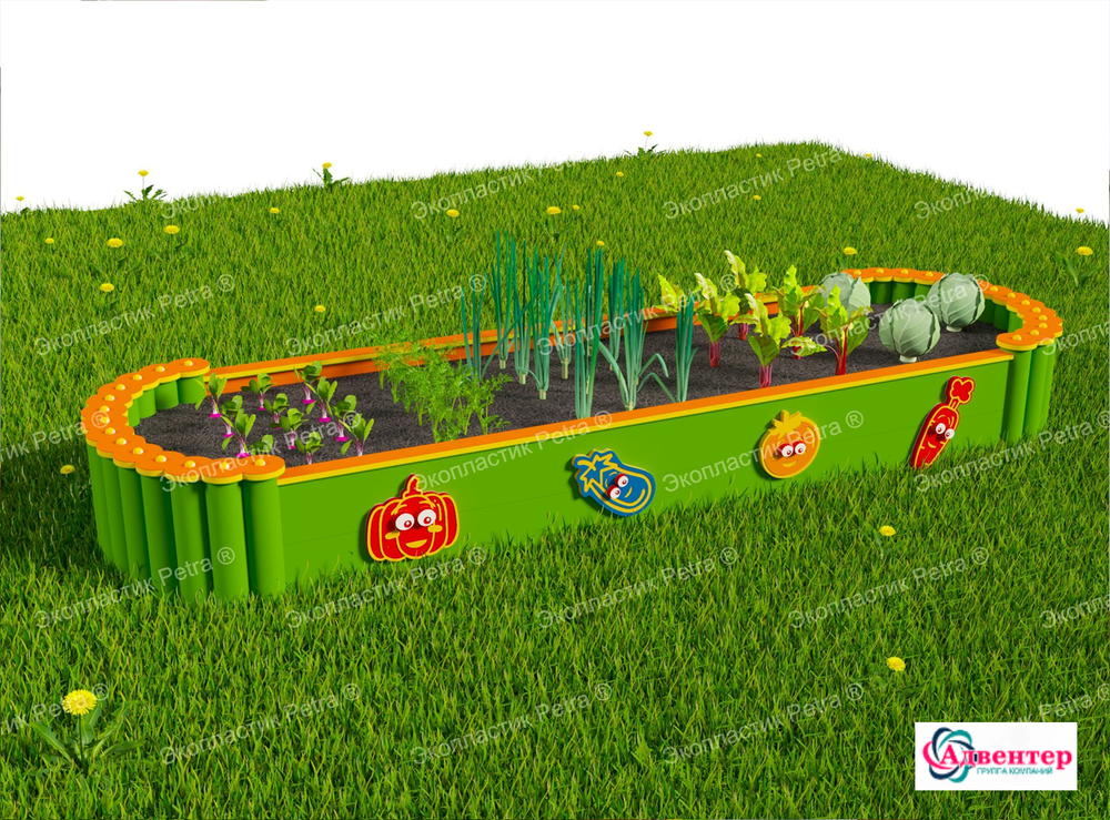 Вечная декоративная грядка с полукруглыми торцами из экопластика