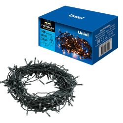 ULD-S3000-300-DGA WARM WHITE IP20 Гирлянда светодиодная. 30м. 300 светодиодов. Теплый белый свет. Провод зеленый. ТМ Uniel
