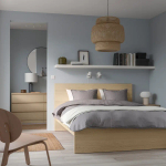Кровать - IKEA MALM, 200х180 см, матрас средне-жесткий, под беленый дуб, МАЛЬМ ИКЕА